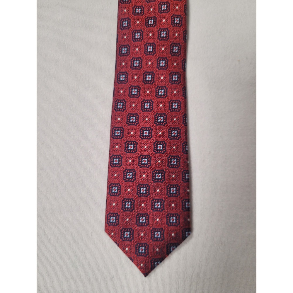 Jos. A. Bank 1905 Necktie Men's Red/Navy Geometric‎ 100% Silk Career Great Gift